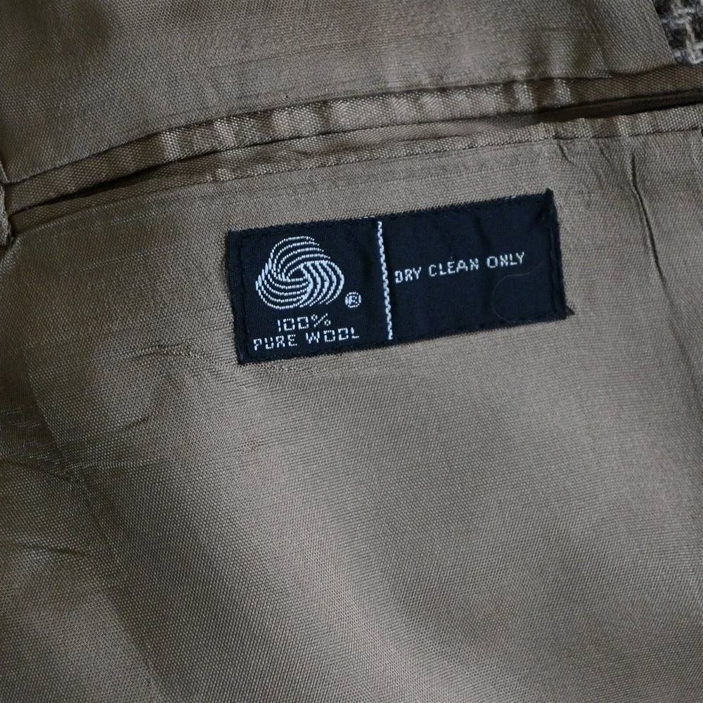 Vtg Levis 44R Brown‎ Blanketweave Tweed 100% Wool Mens Blazer Sport Coat Jacket - Picture 5 of 12